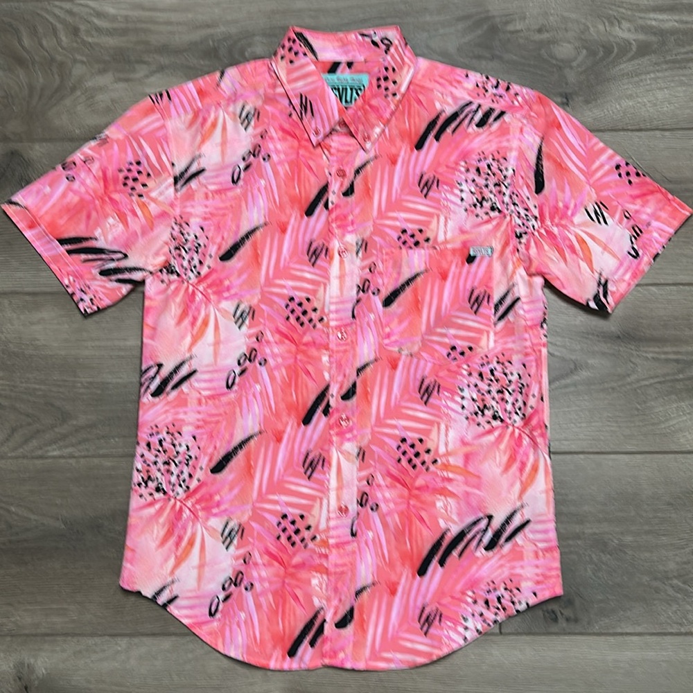 NWOT RSVLTS La Croy Strawberry Margarita Button‎ Front Short Sleeve Shirt Small